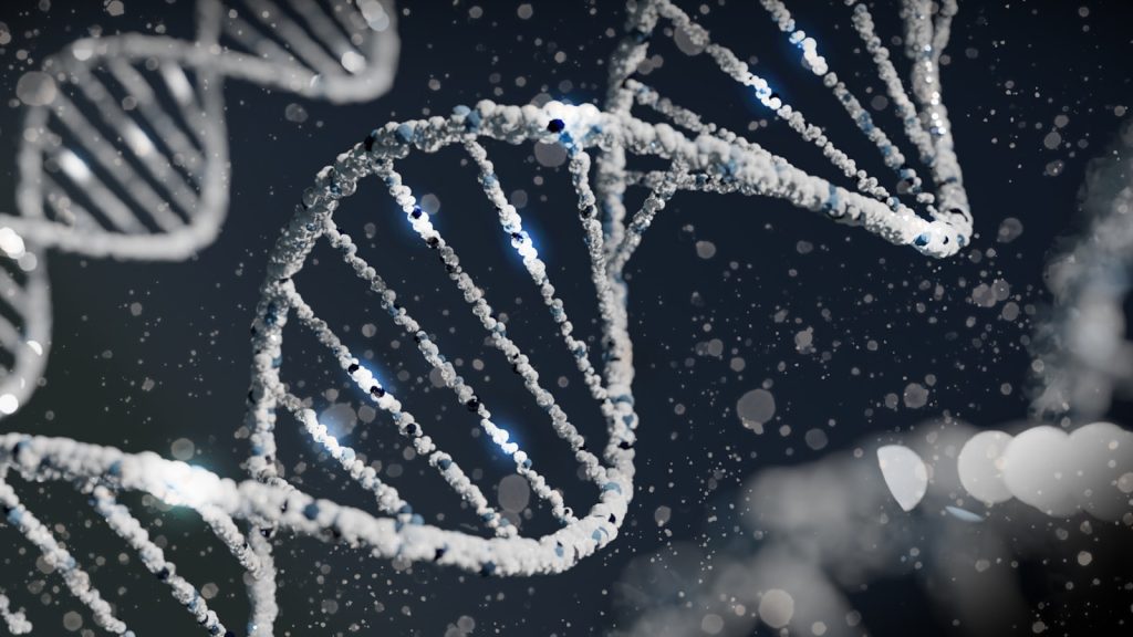 Świecąca struktura podwójnej helisy DNA